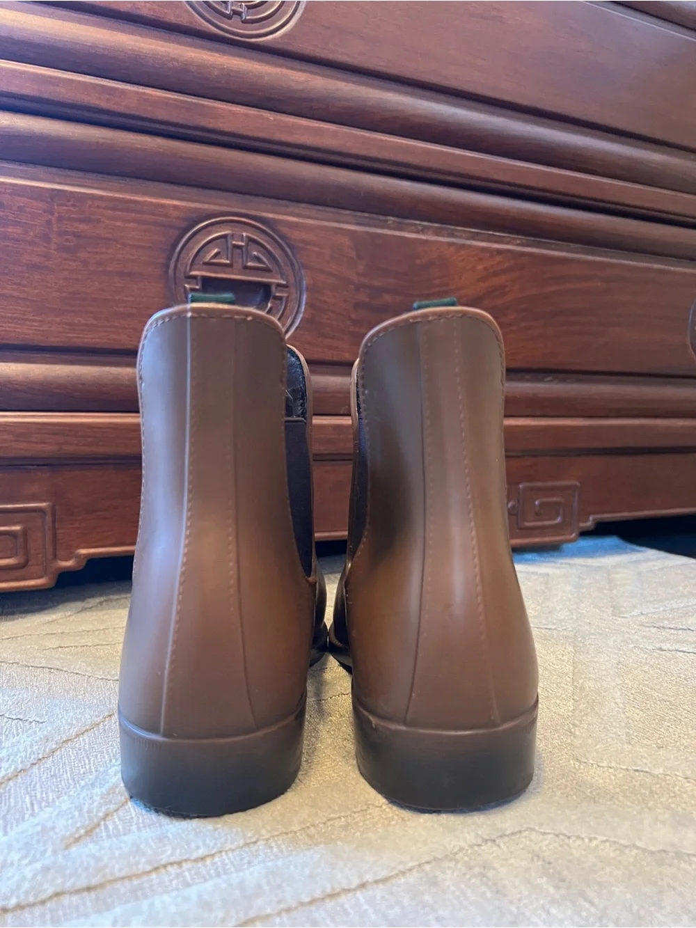 classic aigle Brown Chelsea rain ankle Boots